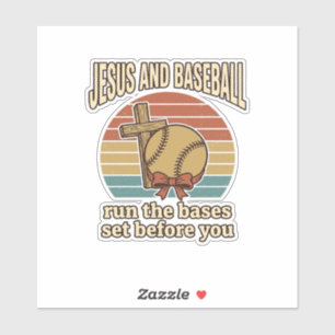 Pegatina Camiseta Cristiana Vintage Jesús y Béisbol