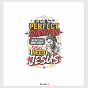 Pegatina Camiseta cristiana vintage Necesito Jesús Diseño_1
