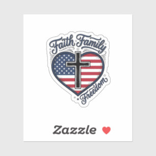 Pegatina Camiseta Cruz Patriótica Libertad Familia Fe Coraz