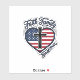 Pegatina Camiseta Cruz Patriótica Libertad Familia Fe Coraz