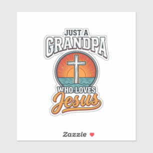 Pegatina Camiseta Cruz Vintage Solo Un Abuelo Que Ama A Jes