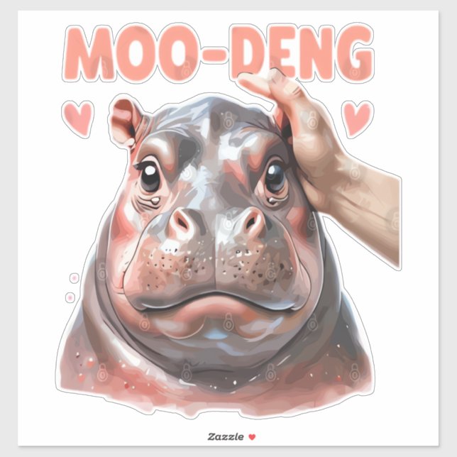 Pegatina Camiseta Cute Moo Deng (Hoja)