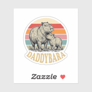 Pegatina Camiseta Daddybara Capybara Dad Vintage Atardecer_