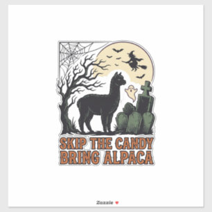 Pegatina Camiseta de Alpaca de Halloween Lindo Espeluznante