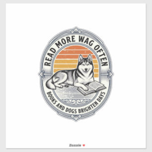 Pegatina Camiseta de amante de libros de perro Grabado vint