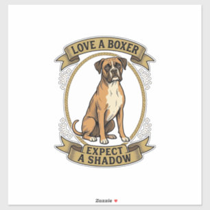 Pegatina Camiseta de Amante de Perro Boxer Grabado Vintage