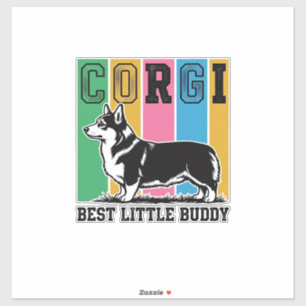 Pegatina Camiseta de amor Corgi Grabado Vintage Silueta de 
