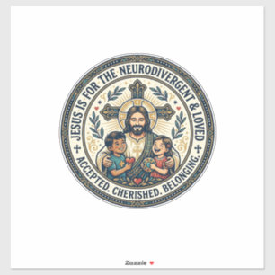 Pegatina Camiseta de ánimo neurodivergente de Jesús Inspira