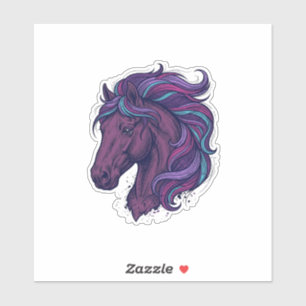 Pegatina Camiseta de arte de cabeza de caballo colorida gra