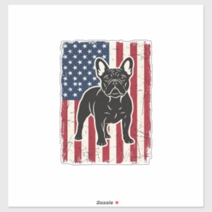 Pegatina Camiseta de bandera de bulldog francés patriótico