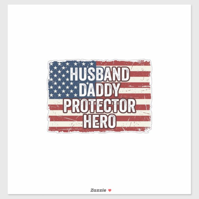 Pegatina Camiseta de bandera de héroe protector papá marido (Hoja)