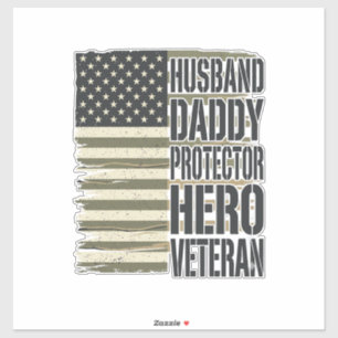 Pegatina Camiseta de bandera de héroe protector papá marido