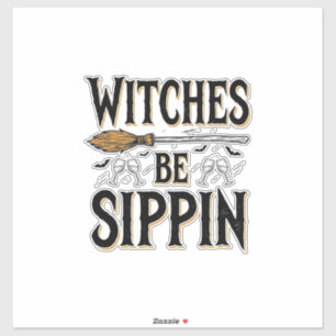 Pegatina Camiseta de bebida vintage de Halloween de brujas