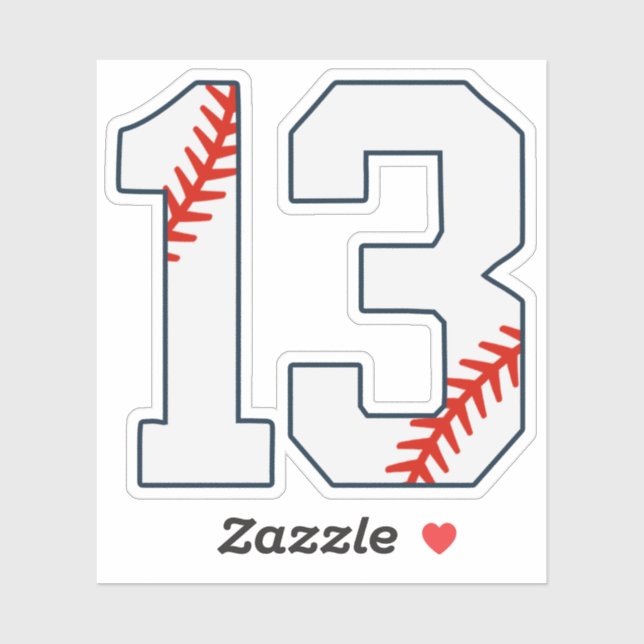 Pegatina Camiseta de béisbol número 13 (Hoja)