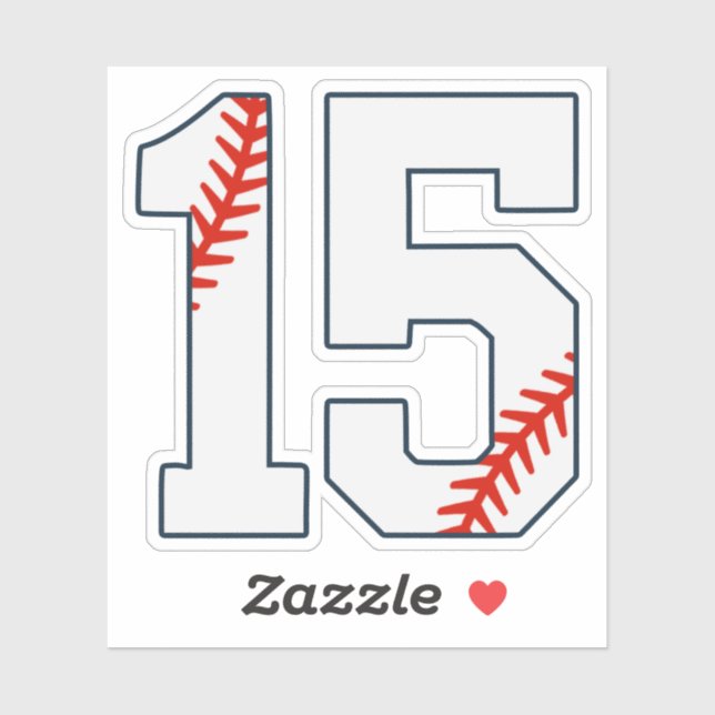 Pegatina Camiseta de béisbol número 15 (Hoja)