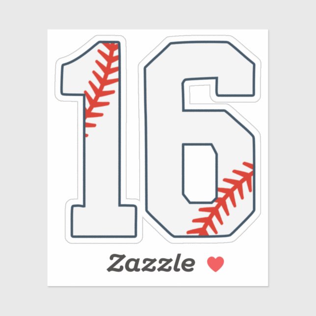 Pegatina Camiseta de béisbol número 16 (Hoja)