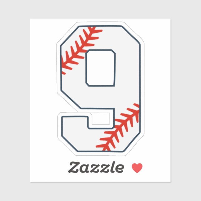 Pegatina Camiseta de béisbol número 9 (Hoja)