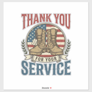 Pegatina Camiseta de Botas Militares de Gracias por su Serv