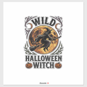 Pegatina Camiseta de Bruja de Halloween Escoba Vintage Gráf