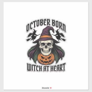 Pegatina Camiseta de Bruja de Octubre Cumpleaños Vintage de