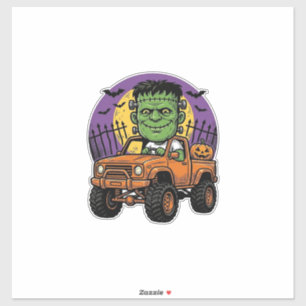 Pegatina Camiseta de calabaza de camión monstruo de Hallowe