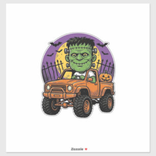 Pegatina Camiseta de calabaza de camión monstruo de Hallowe
