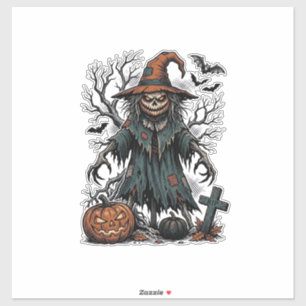 Pegatina Camiseta de calabaza de Halloween de espantapájaro
