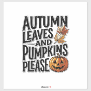 Pegatina Camiseta de calabaza de otoño con hojas y ambiente