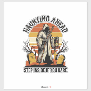 Pegatina Camiseta de cementerio espeluznante con segador de