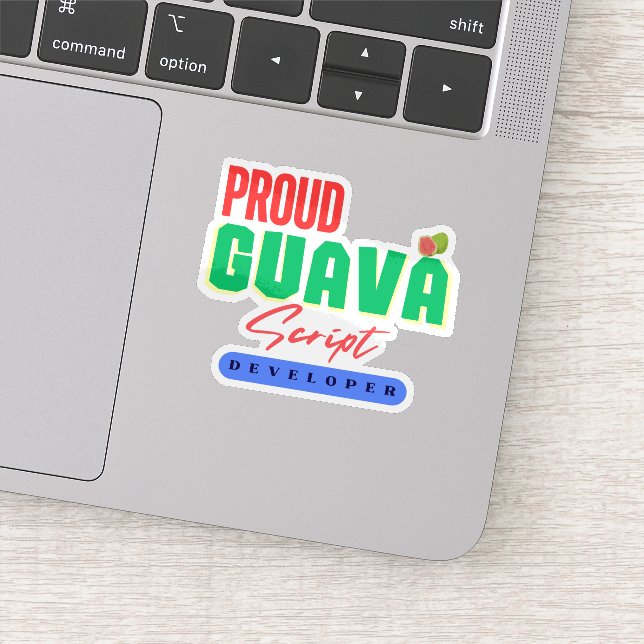 Pegatina Camiseta de desarrollador de lenguaje GuavaScript (Detalle)