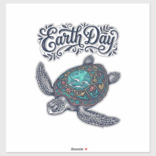 Pegatina Camiseta de diseño de grabado vintage de tortuga m