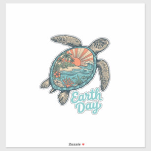 Pegatina Camiseta de diseño de grabado vintage de tortuga m