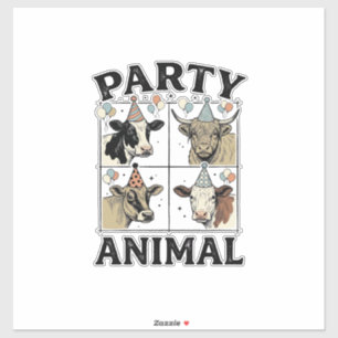 Pegatina Camiseta de diseño de grabado vintage de vaca anim
