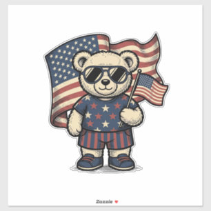 Pegatina Camiseta de diseño de osito de peluche patriótico