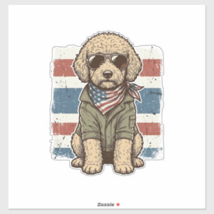 Pegatina Camiseta de diseño de perro garabato patriótico vi