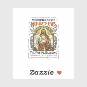 Pegatina Camiseta de entrega de trabajador postal de Jesús