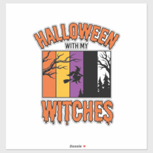 Pegatina Camiseta de escoba de bruja de Halloween vintage D