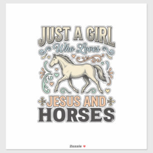 Pegatina Camiseta De Fe Vintage De Chica De Jesús Y Caballo