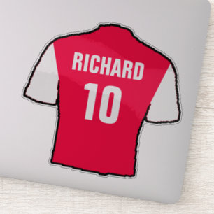 Pegatina Camiseta de fútbol roja y blanca en una
