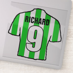 Pegatina Camiseta de fútbol verde y blanca en una