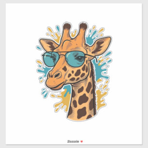 Pegatina Camiseta de gafas de sol de jirafa genial grabada 
