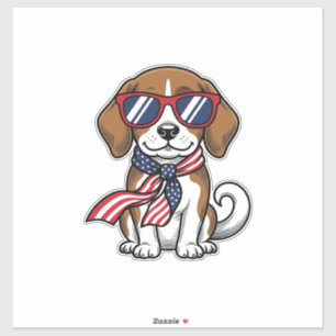 Pegatina Camiseta de gafas de sol de perro Beagle patriótic
