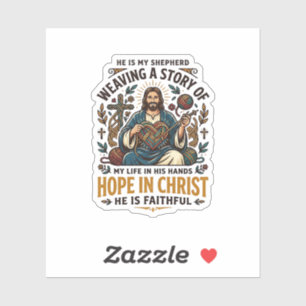 Pegatina Camiseta de ganchillo de punto Jesús Fe inspirador