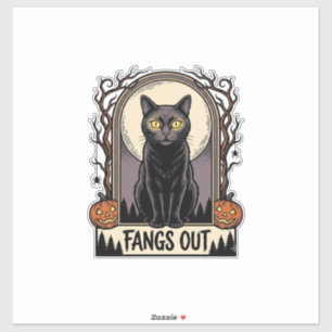 Pegatina Camiseta de gato negro de Halloween con diseño vin