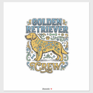 Pegatina Camiseta de Golden Retriever con arte vintage de a
