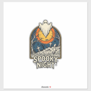Pegatina Camiseta de grabado de cementerio de fantasmas de 