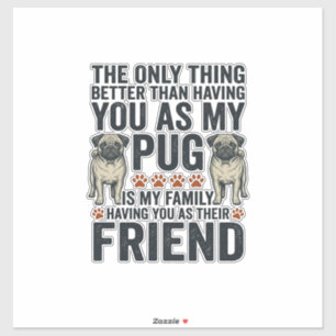 Pegatina Camiseta de grabado vintage amigo familia Pug dive