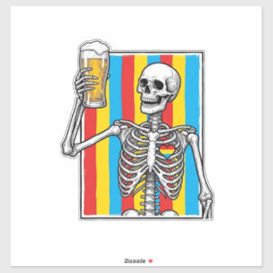 Pegatina Camiseta de grabado vintage de arcoíris de cerveza