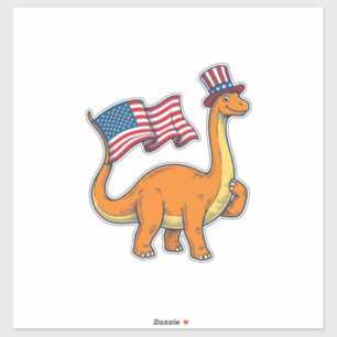 Pegatina Camiseta de grabado vintage de bandera de dinosaur