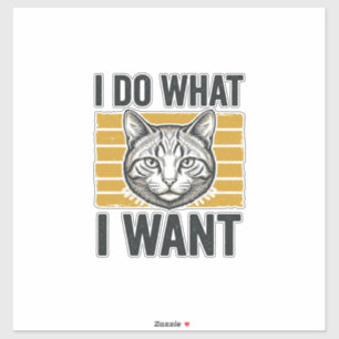 Pegatina Camiseta de grabado vintage de gato divertido hago